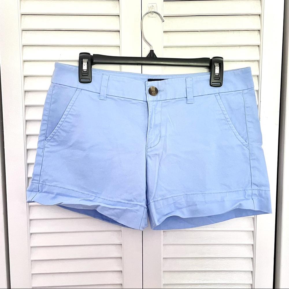 American Eagle Light Blue Midi Stretch Shorts